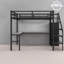 Lit mezzanine en métal avec rangement et bureau, noir moderne, simple TG