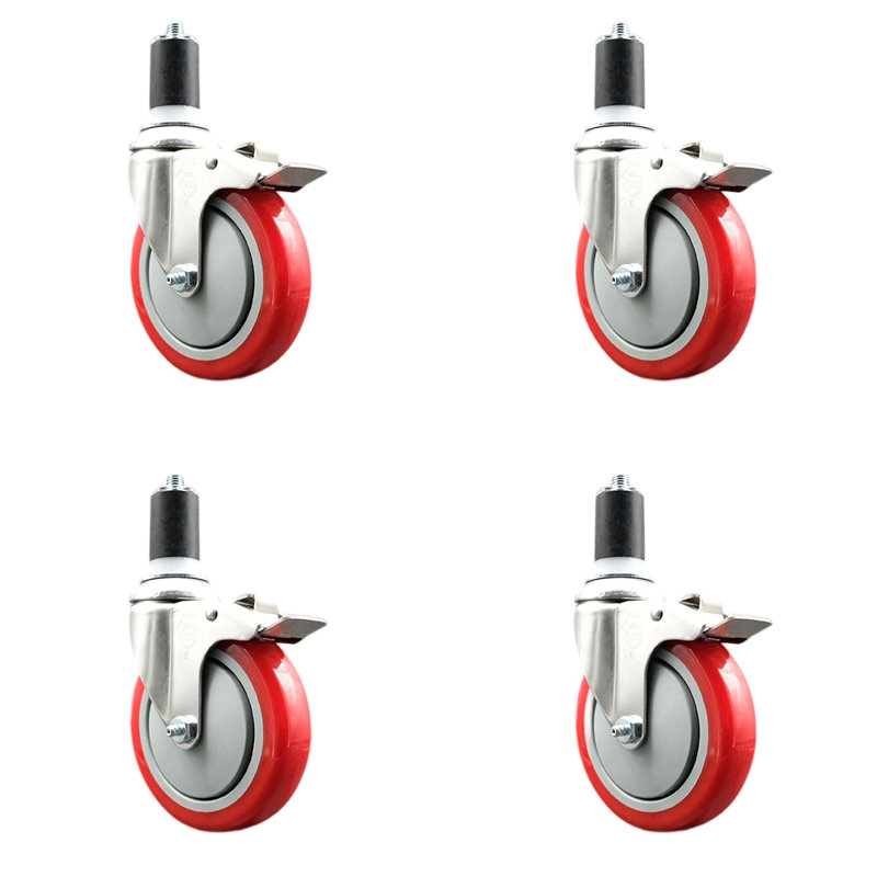 Roulettes pivotantes, Rouge, H 5 po x l 5 po