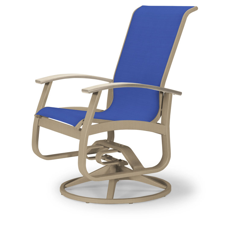 Belle Isle Outdoor Dining Armchair, Desert P60, Textured Graphite, Atlantis Royal Blue Sunbrella®
