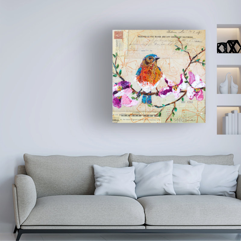 Art sur toile «Happy Bird V» par Elizabeth St. Hilaire, H 24 po x l 24 po x P 2 po