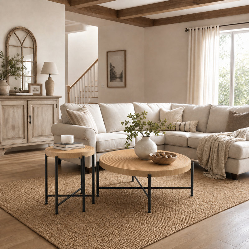 Ensemble de 2 tables basses et tables de bout avec plateau en panneau de fibres à densité moyenne imperméable concave