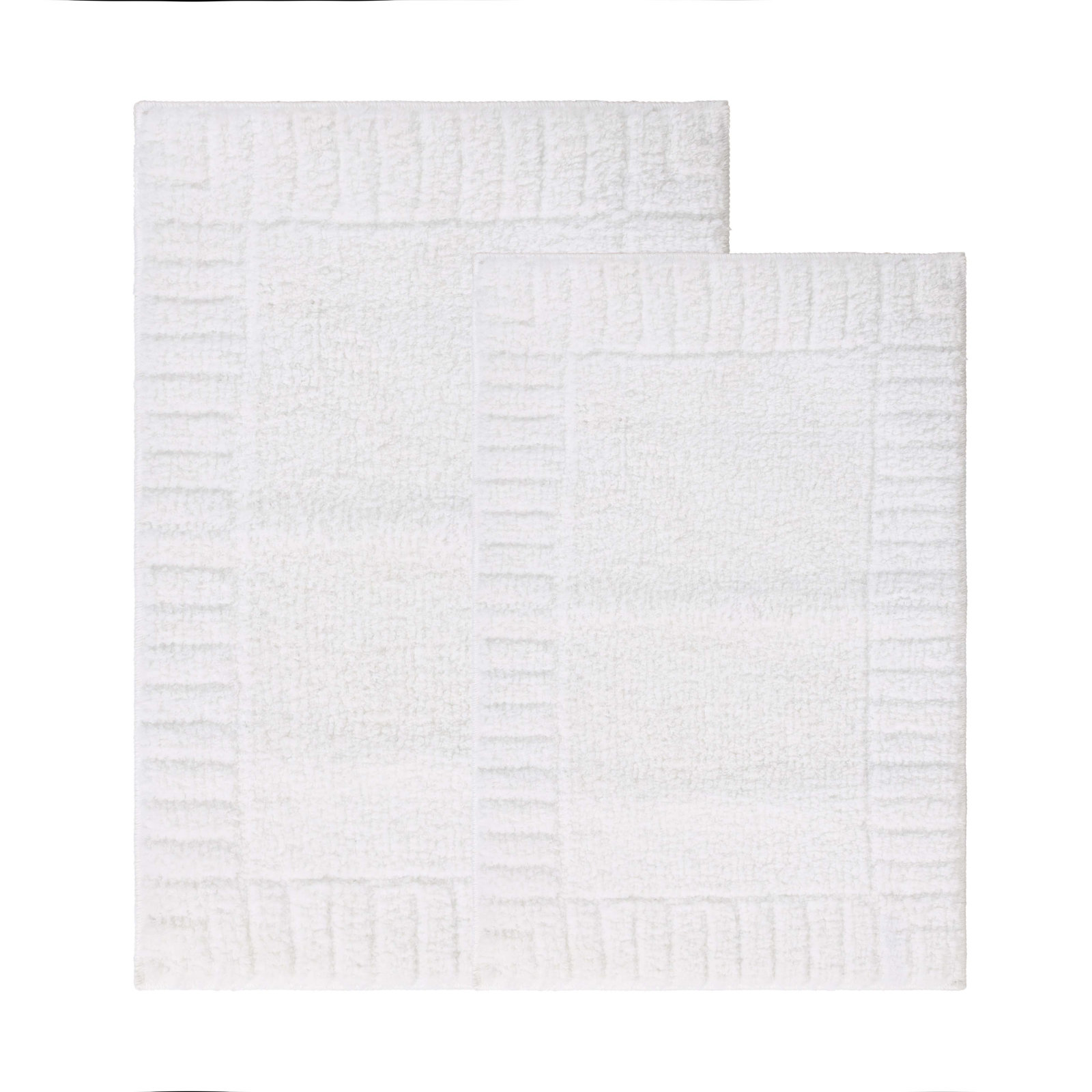 Inaya Modern Striped Plush Tufted Shag Machine Washable 2 Piece Bathroom Rug Set, White/White, MEDIUM- 2 Piece Set