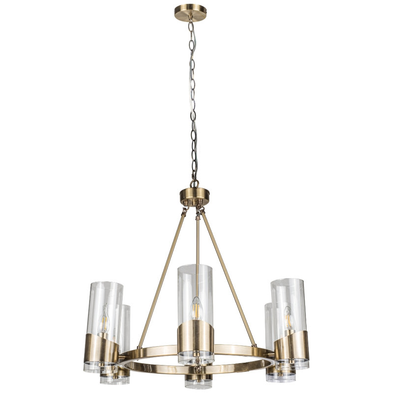 Mulry 6 - Light Waggon Wheel Pendant, Antique Brass