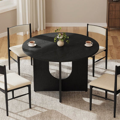 Table de salle à manger ronde 43,3 po avec pieds en forme de U, pouvant accueillir 4 à 5 personnes pour la salle à manger et la cuisine