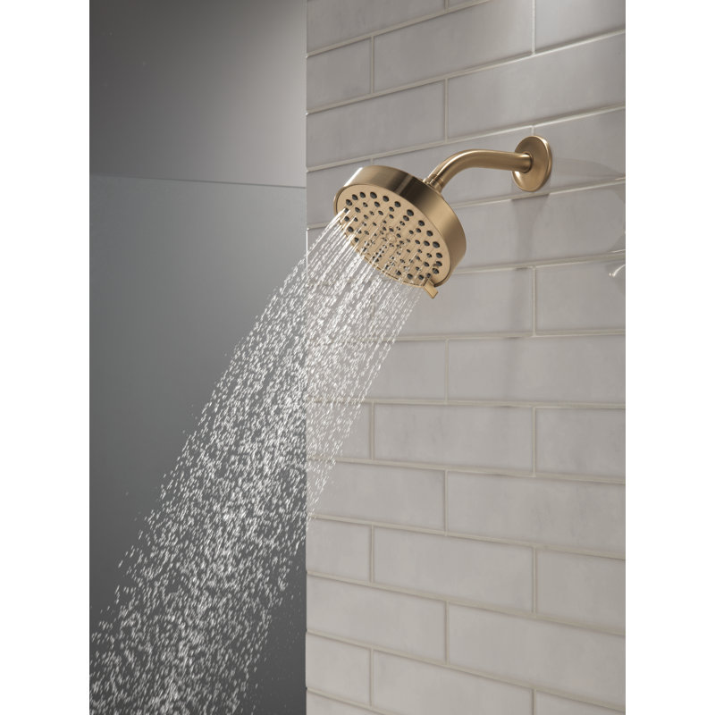 Delta Modern 4-Setting Brushed Gold Shower Head, 5.75 Inch Round Shower Head, 1.75 GPM Flow Rate, Champagne Bronze