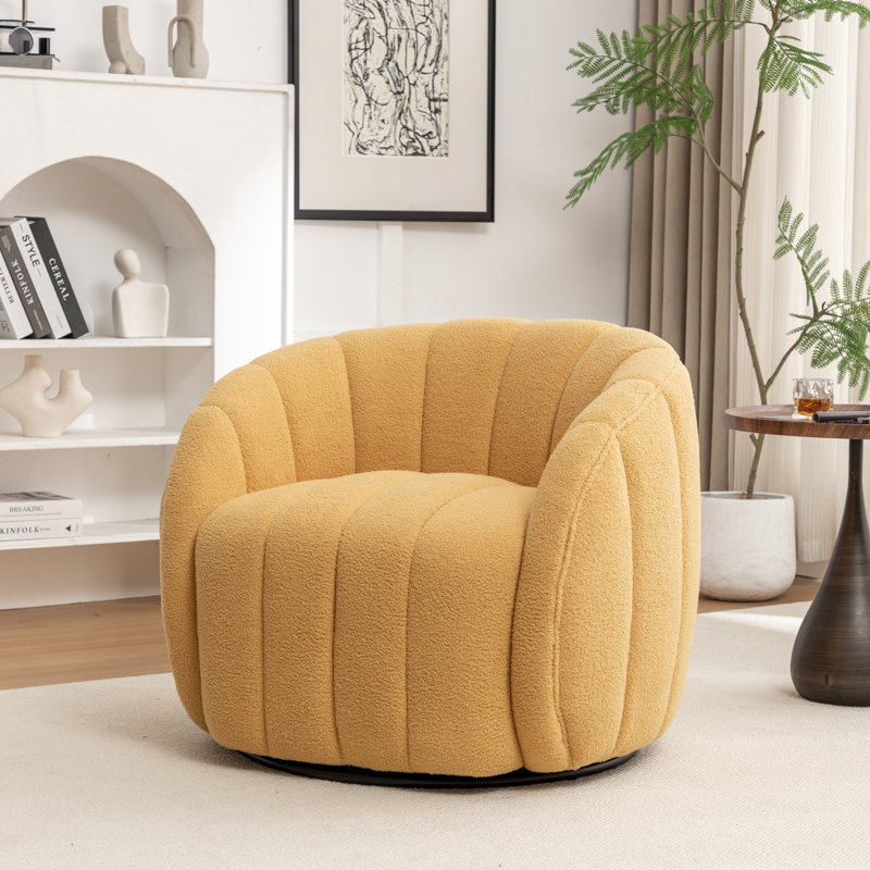 Fauteuil demi-tonneau pivotant Bennett, Mélange de polyester jaune