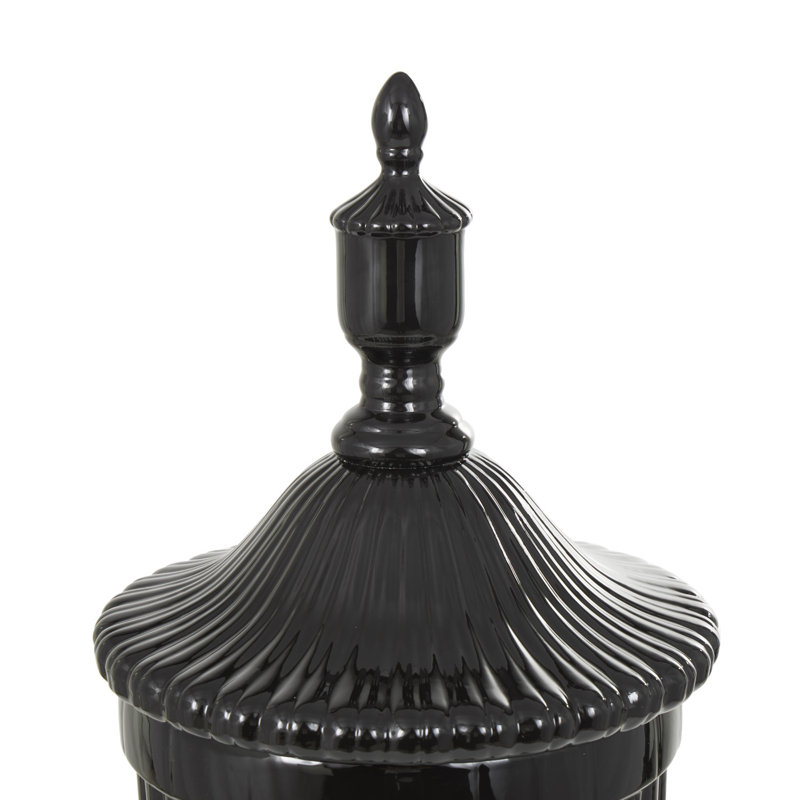 Ceramic Black Decorative Jars, 31.5" H x 12" W x 12" D