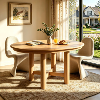 Table de salle à manger ovale en bois extensible de 47 à 63 po avec rallonge amovible de 16 po, pieds en bois massif pouvant accueillir 4 à 6 personnes pour la salle à manger et la cuisine
