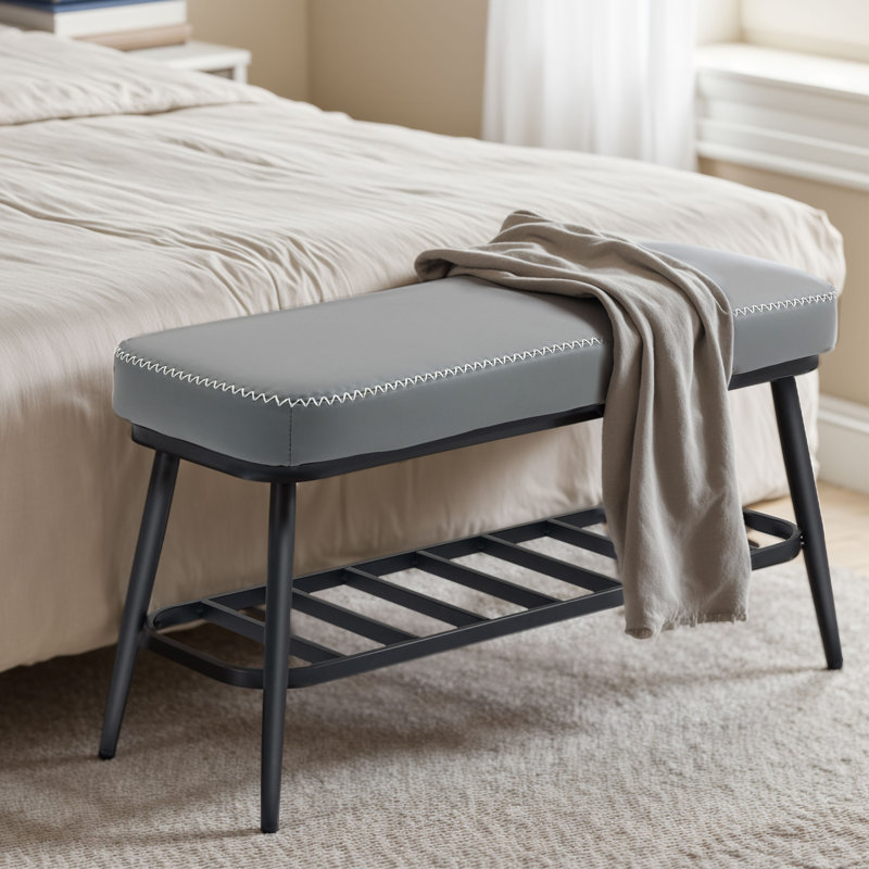 4 Pair Shoe Storage Bench, Grey