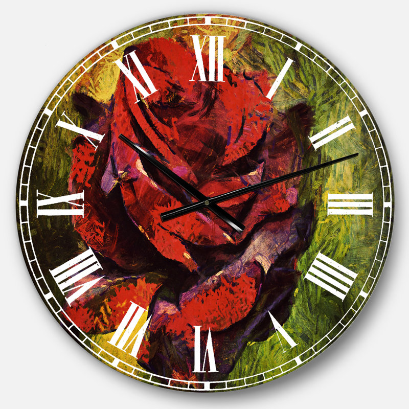 Illustration d'une rose rouge sur fond vert, Surdimensionné