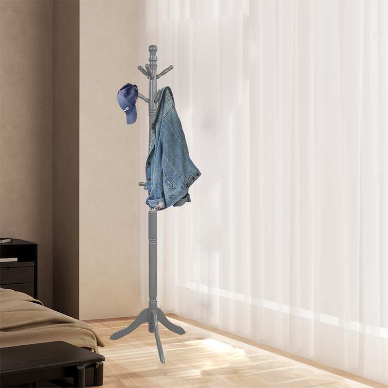 Portemanteau autoportant en bois pour vestibule et coin, Gris