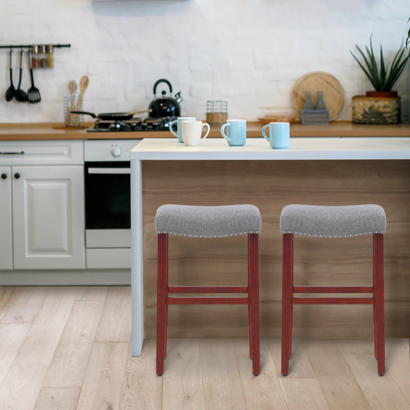 Tabouret de bar et de comptoir Jameson (ensemble de 2), Gris / Cerise, 2, Tabouret de bar (siège d'une hauteur de 29 po)