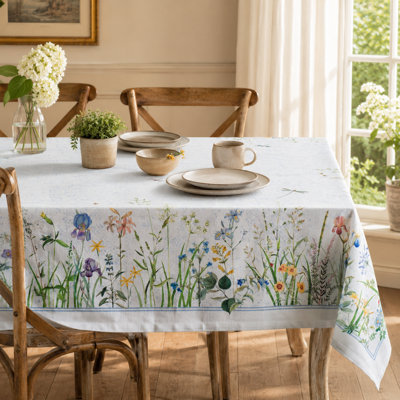 Maison d' Hermine Table Cloth Rectangle Table 100% Cotton 70 x 108 Inches Tablecloth Reusable Decorative for Dining Room Farmhouse Home Valentines Day Decorations Spring Summer - Fleurs De Mai