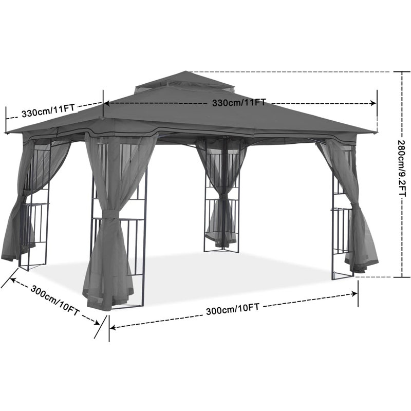 Metal Canopy, Gray, 11' W x 11' D