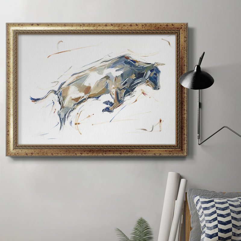 Modern Bull Study I - Peinture sur toile encadrée