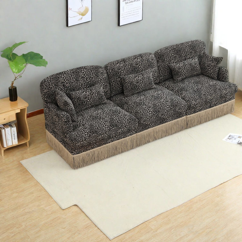 Canapés profonds à assise profonde, canapé léopard moderne en chenille de 100 pouces pour la maison