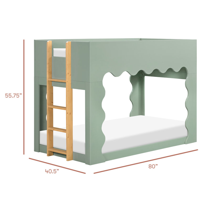 Lido Wave Convertible Low Loft Twin Bed, Light Sage/Honey