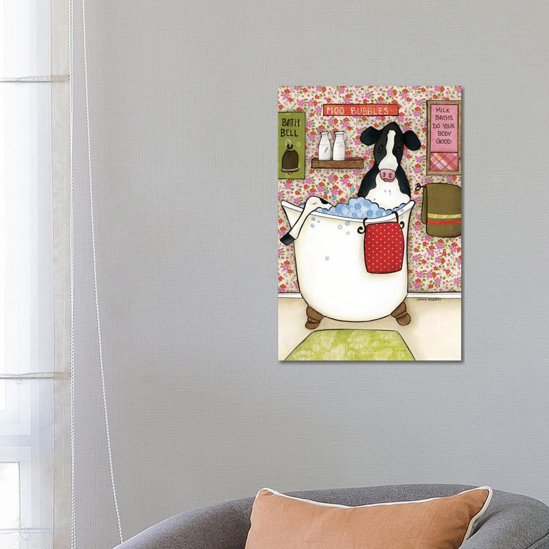 Moo Bubbles by Jamie Morath - Print on Canvas, 66.04cm H x 45.72cm W x 1.91cm D, Wrapped Canvas