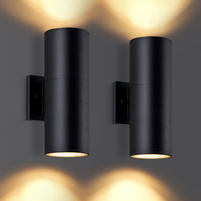Modern Cylinder Wall Lights Up And Down E26 Outdoor Wall Light Fixture Matte Black, Waterproof Porch Light, Outdoor Sconce, For Patio, Garage, Doorway