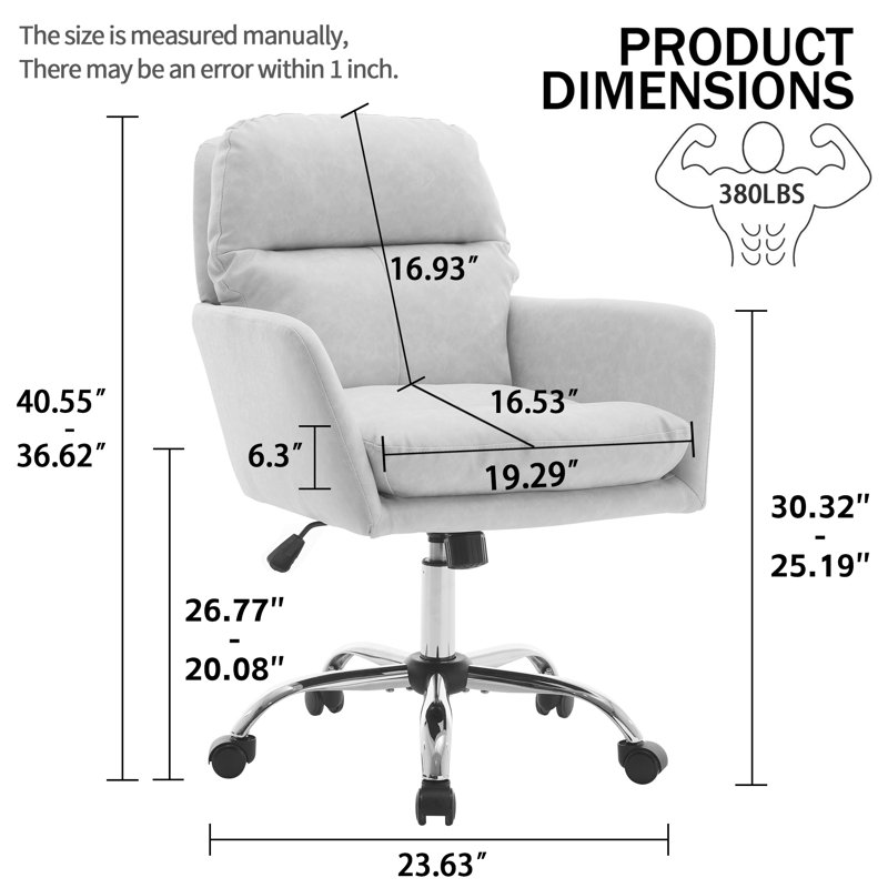 Chaise de bureau rembourrée Modern, Blanc