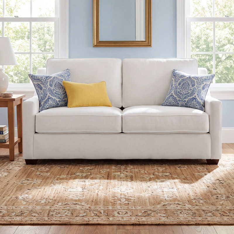Gemi 72'' Upholstered Sleeper Sofa, Classic Bleach White Twill