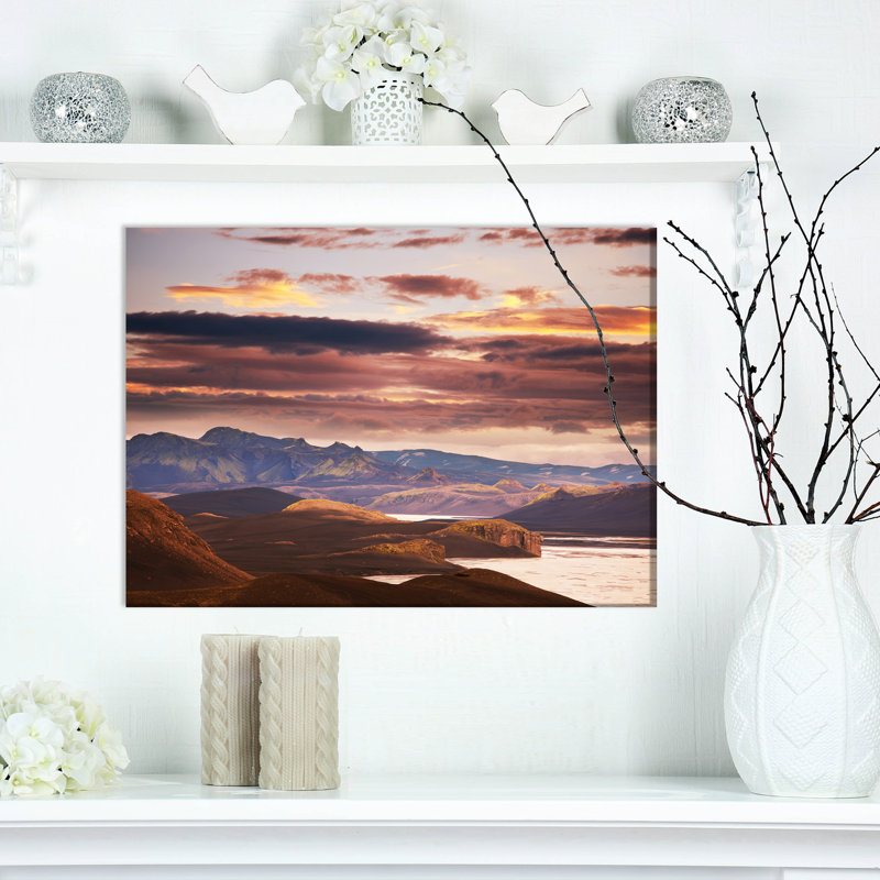 Islande, coucher de soleil, reproduction de photo sur toile tendue, H 20 po x l 20 po x P 1 po
