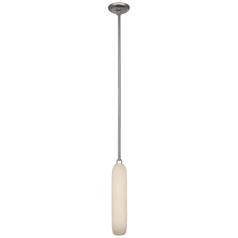 Kelly Wearstler Formosa Single Pendant with Alabaster, 61.5" H x 3.25" W x 3.25" D, Polished Nickel