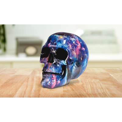 Figurine crâne de fantaisie bleue 7 po