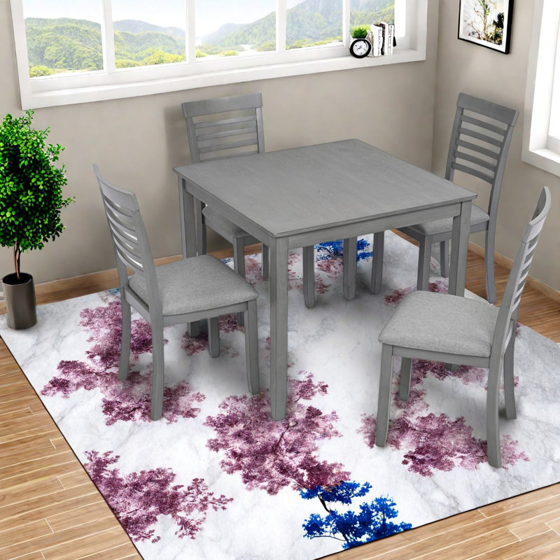 Ensembles de table de salle à manger modernes en bois peu encombrants avec chaises confortables, gris