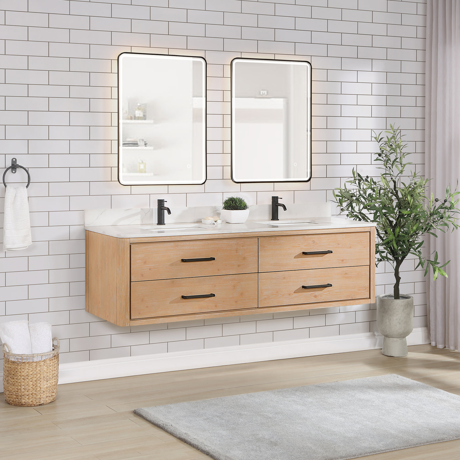 Cristo 72'' Double Bathroom Vanity, Fir Wood Brown