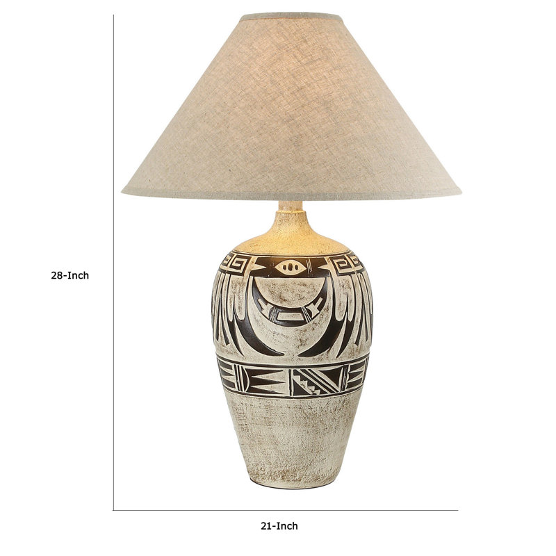 Lampe de table Kanisha Hydrocal, H 28 po x l 21 po x P 21 po, Gris