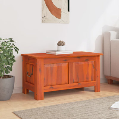 Ophelia & Co. Storage Chest With Lid Brown And White Solid Wood Acacia