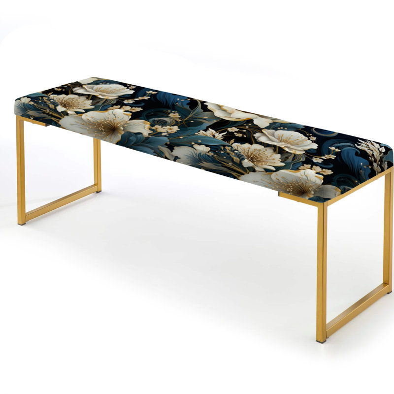 Vintage Glamour Floral Pattern - Floral Upholstered Gold Bench