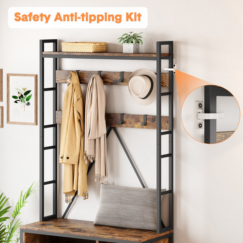 Metal Freestanding 8 - Hook Coat Rack, Brown