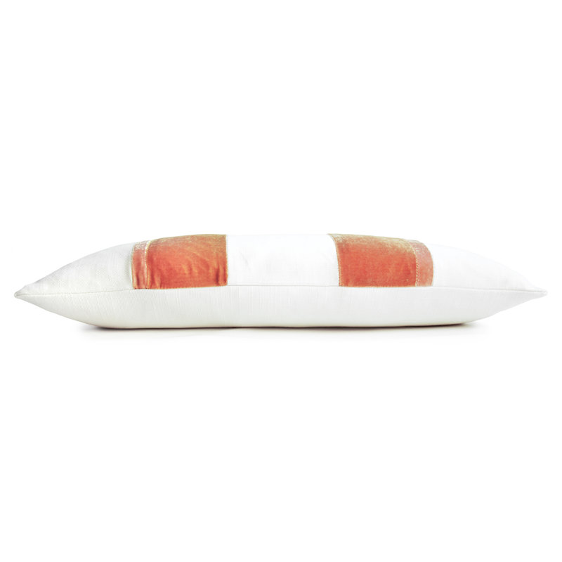 Stripe Lumbar Pillow Cover & Insert, Mango, 12" x 24"