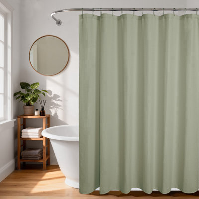 Cotton Blend Waffle Single Shower Curtain