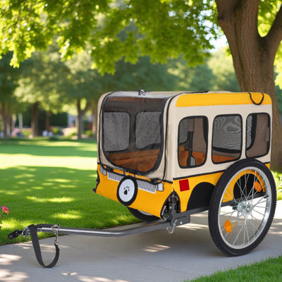 Grande remorque à vélo pliante pour chiens - roues de 20 x 2 1/8 po, structure en acier robuste, conception spacieuse, vélo tout-terrain, jogging et camping