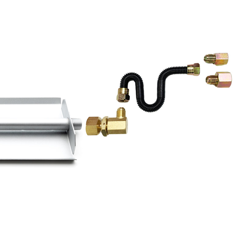 Brûleur à gaz linéaire Tretco avec ensemble de raccordement complet - Brûleur de foyer - Thermolaqué ou acier inoxydable - Foyer ou foyer au propane liquide LP