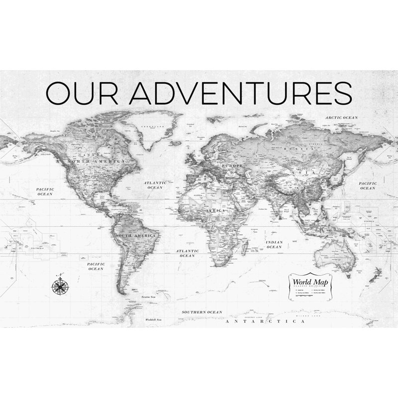 Carte du monde classique nos aventures, H 12 po x l 18 po