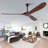 Solid Wood Outdoor Ceiling Fan, Three-Blade, Lightless, Suitable For Patios, Living Rooms, Bedrooms, And Porches, Includes Remote Control