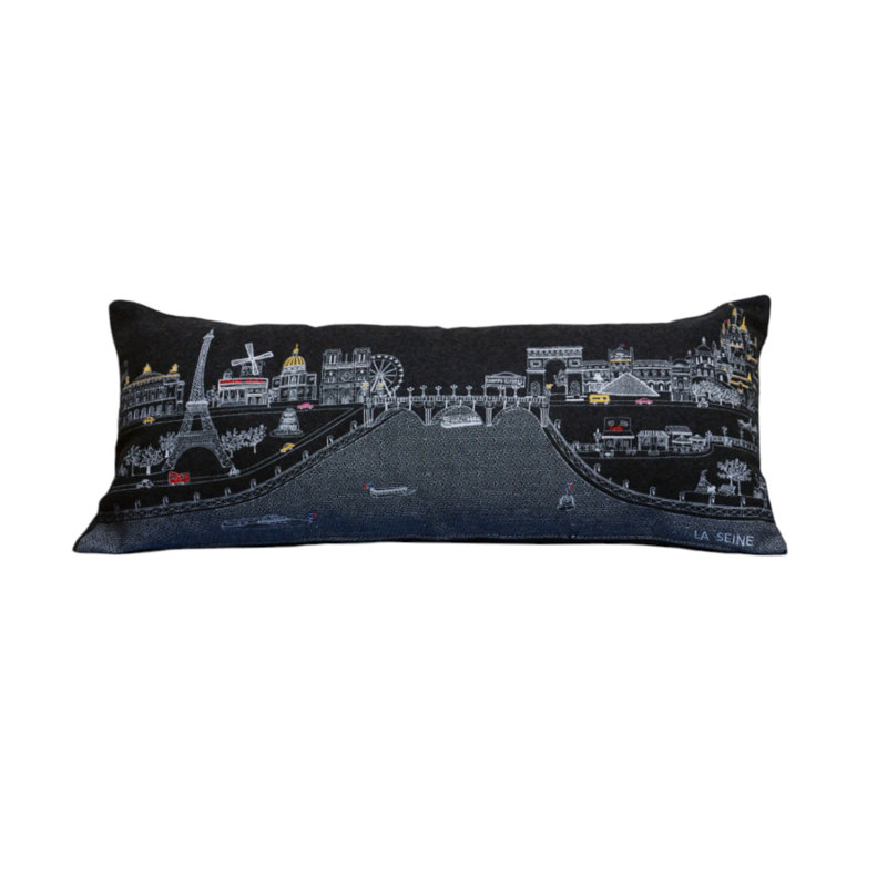 Coussin lombaire 14 "x 35" Paris, H 14 po x l 35 po, Noir