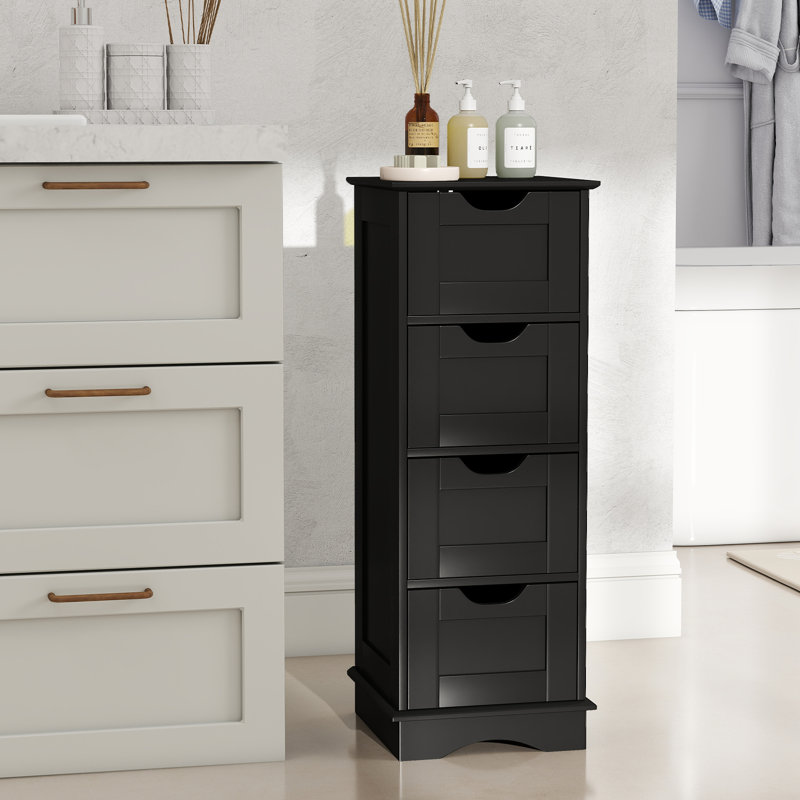 Freestanding Linen Cabinet, Black