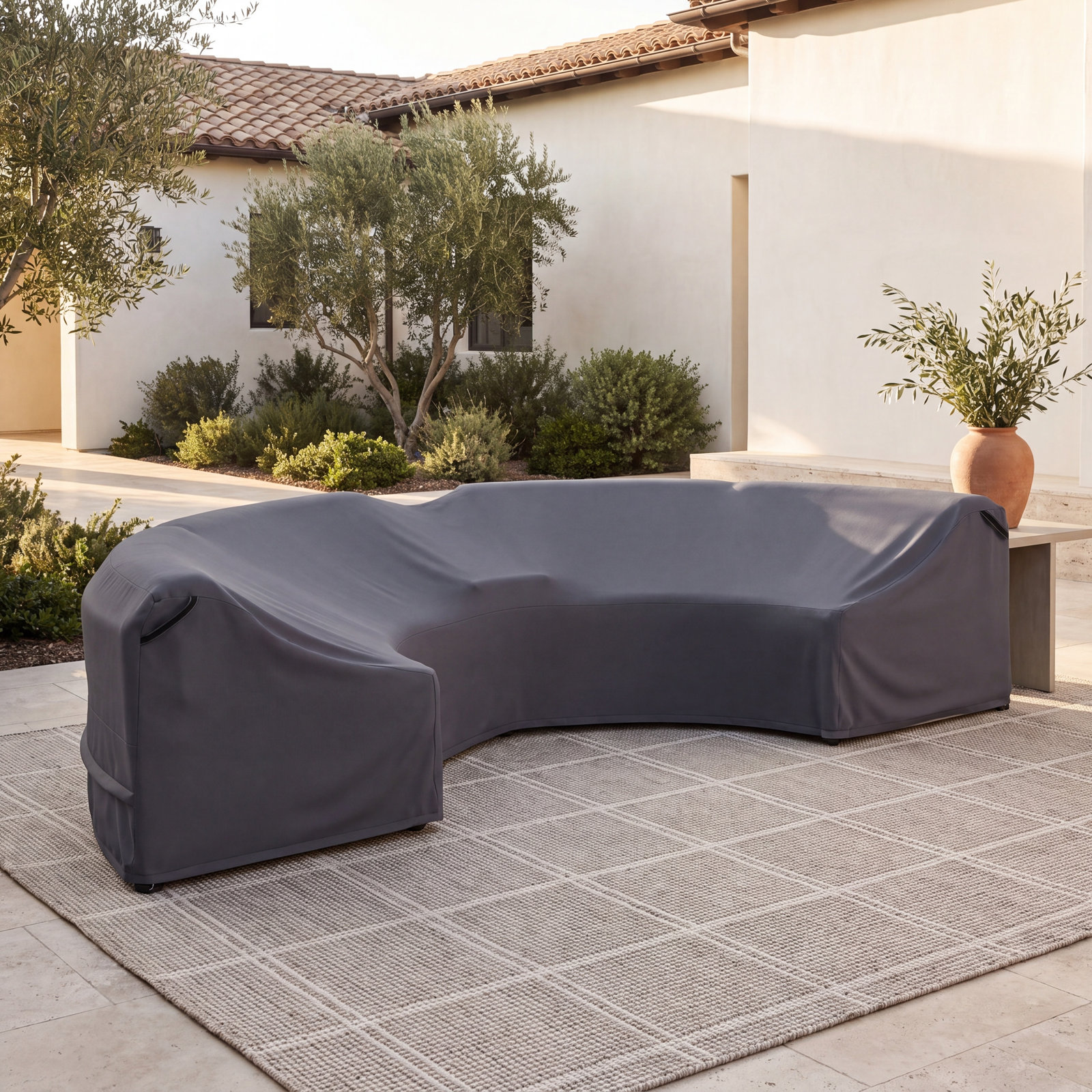 124" Curved Outdoor Patio Sectional Cover