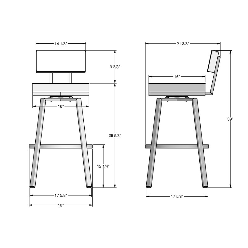Highbury Swivel Counter & Bar Stool, Black, Bar Stool (29.63" Seat Height), PVC-Dark Gray