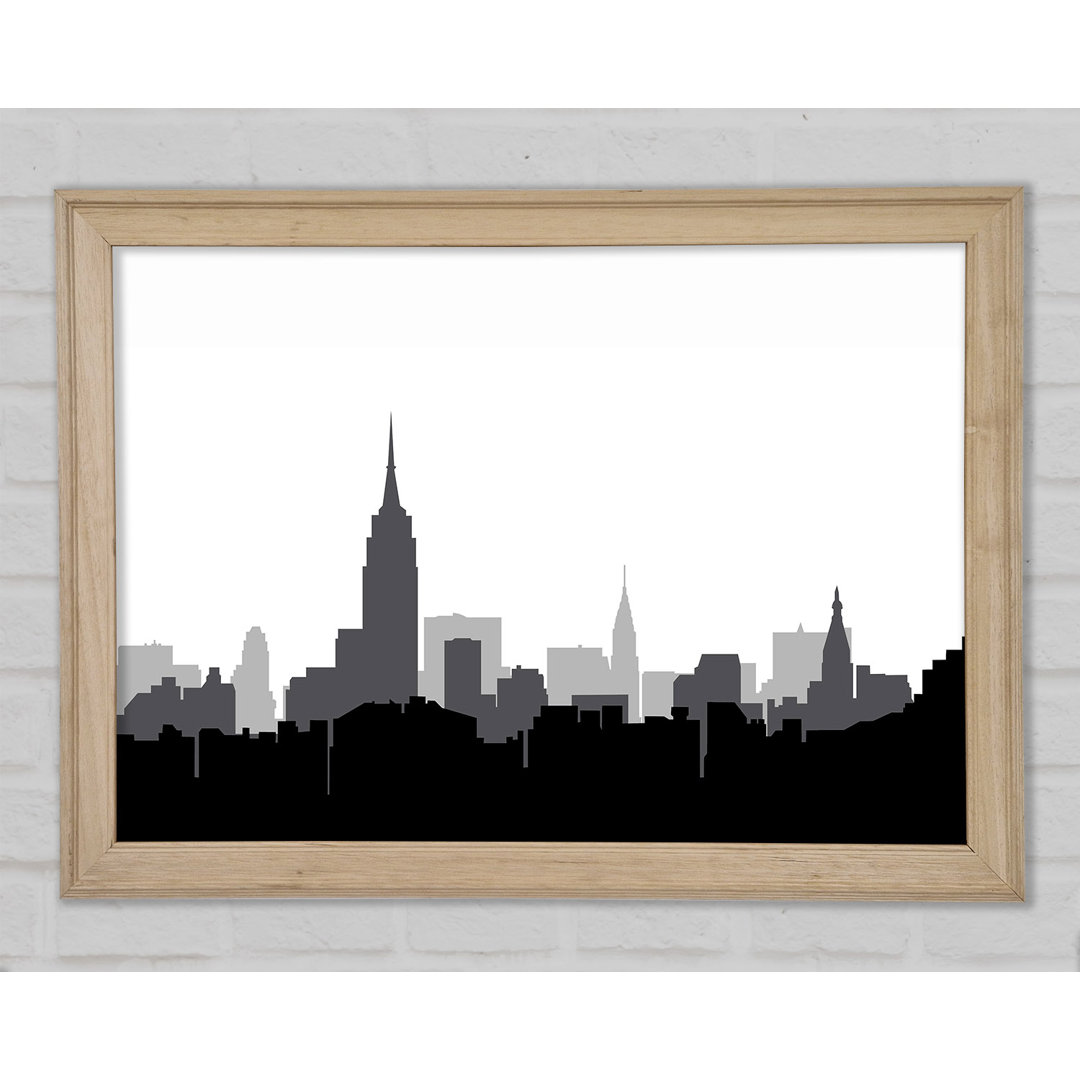 New York Silhouette Schwarz und Weiß - Druck