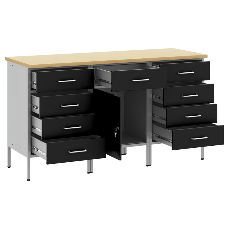Work Cabinet with Drawer, Black