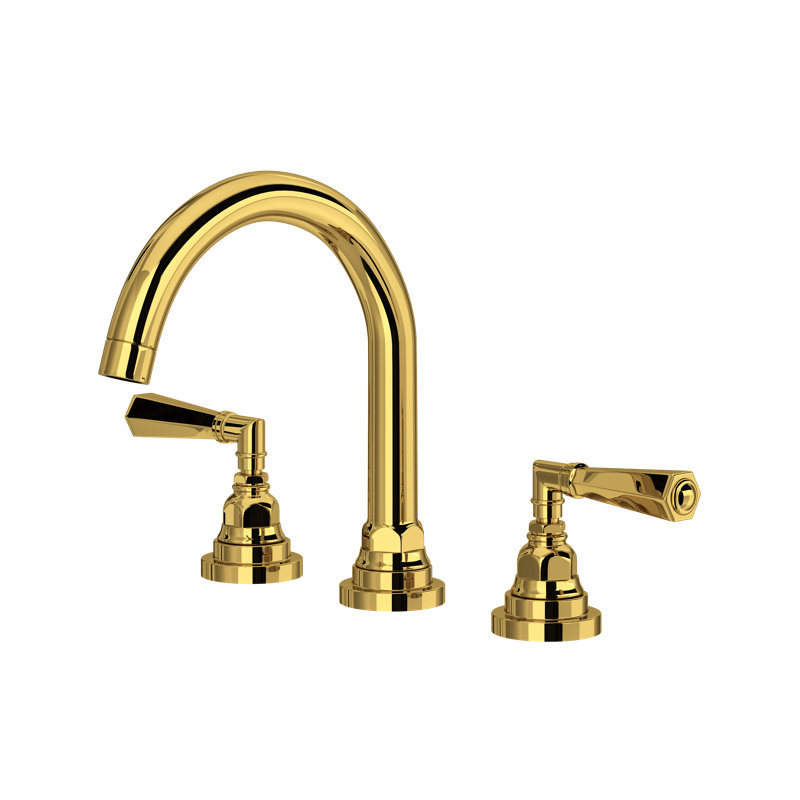 San Giovanni Widespread Lavatory Faucet With C-Spout, Lever Handle, Unlacquered Brass