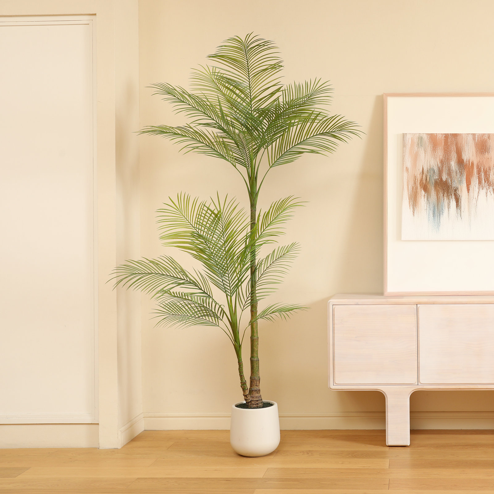 Amarillo Palm Tree in Pot, 84" H x 28" W x 28" D