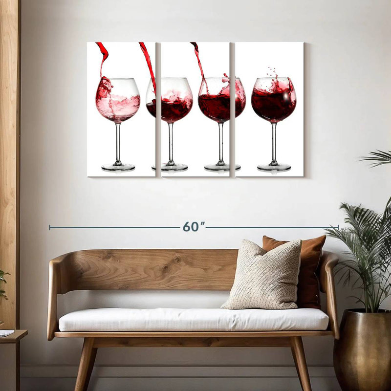 Yarlin Glasses Of Red Wine, 28" H x 45" W