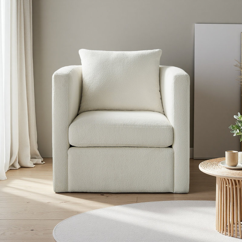 Fauteuil demi-tonneau pivotant, Ivoire ivoire